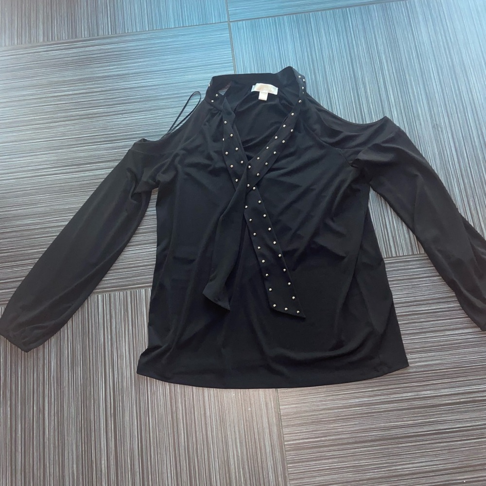 Michael Kors cold shoulder top blouse black hold size medium m